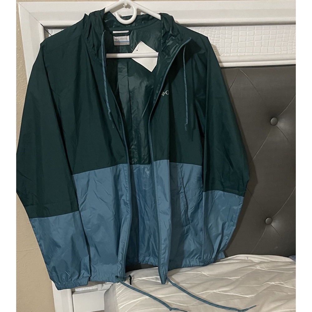 Columbia Womens Full-Zip Hooded Jacket size Small Light Blue & Green